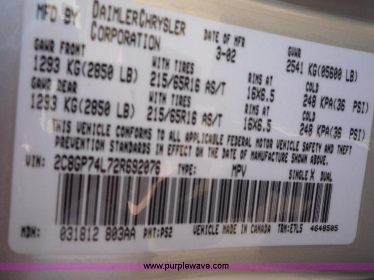 image for item 5612 2002 Chrysler Town & Country EX mini van