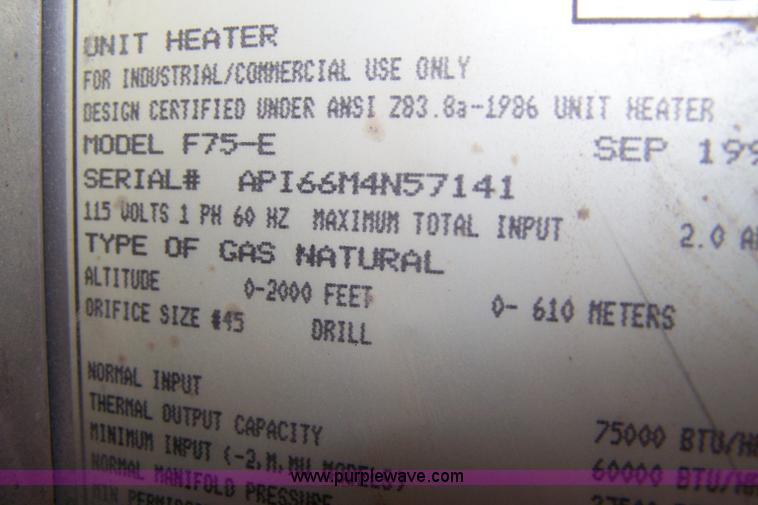 image for item 7403 Renzor and Modine overhead heater