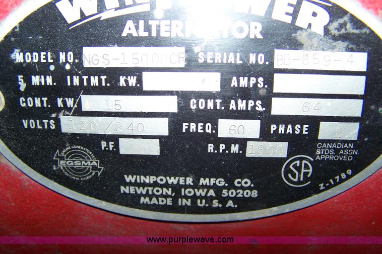 image for item 7408 Wisconsin four cylinder gas generator