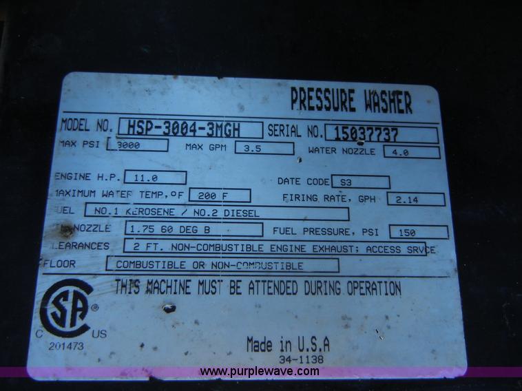 image for item 2037 Mi-T-M hot water pressure washer