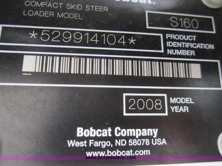 image for item 3051 2008 Bobcat S160 skid steer