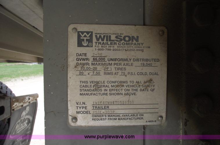 image for item 5380 1996 Wilson double deck aluminum hog/stock trailer