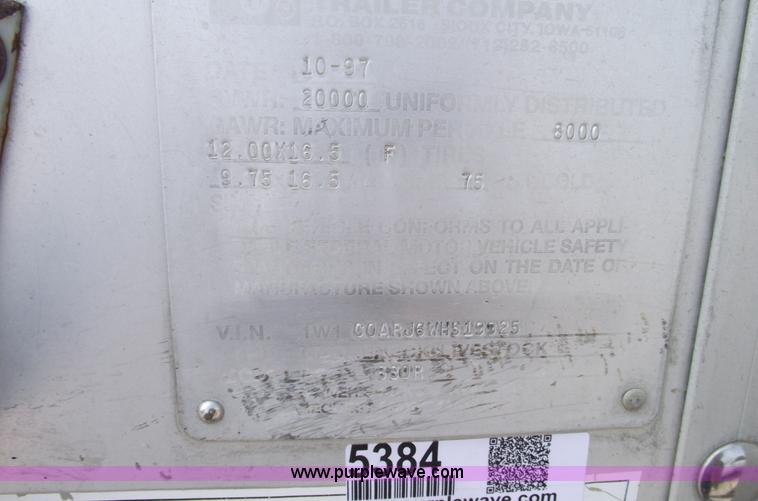 image for item 5384 1998 Wilson 830R 38' goose neck hog/stock trailer