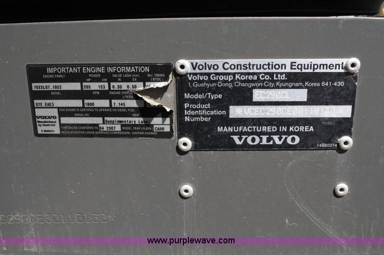 image for item 4884 2007 Volvo EC290CL excavator