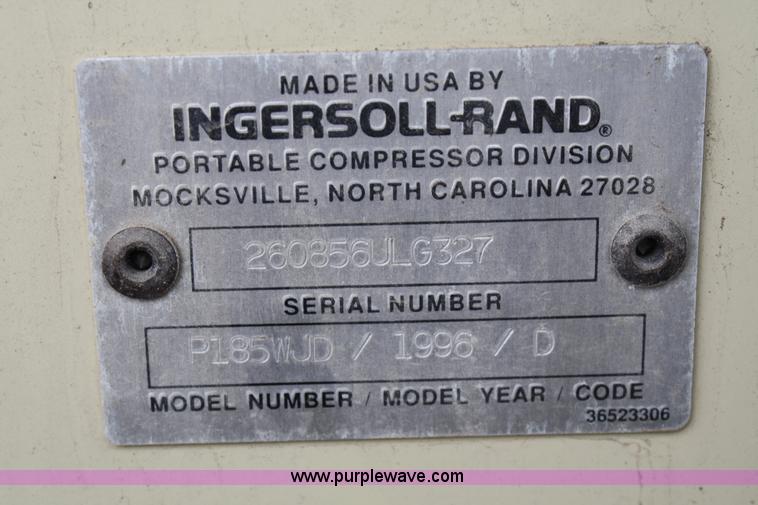 image for item 4900 1996 Ingersoll Rand P185WJD air compressor