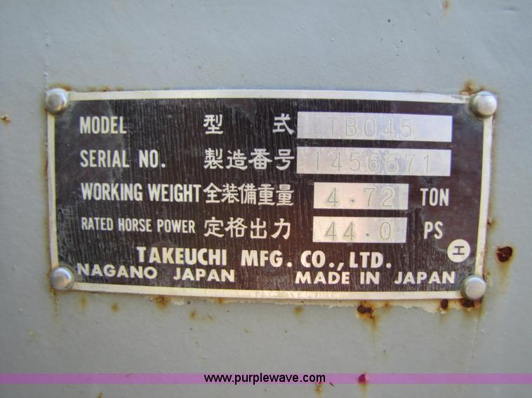 image for item 8247 1998 Takeuchi TB045 excavator