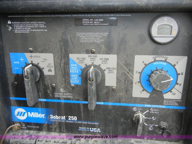 image for item 8967 Miller Bobcat 250 welder/generator on trailer