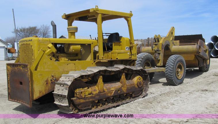 image for item 4145 1971 Caterpillar D6C dozer with towed scraper
