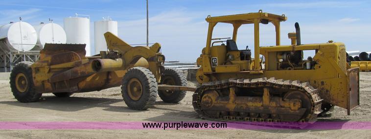 image for item 4145 1971 Caterpillar D6C dozer with towed scraper