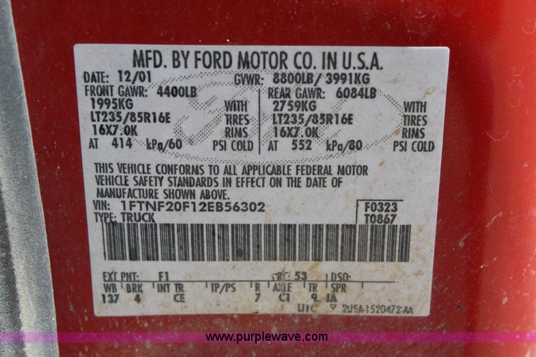 image for item 4777 2002 Ford F250 Super Duty pickup truck