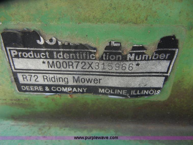 image for item 2231 John Deere R72 riding mower