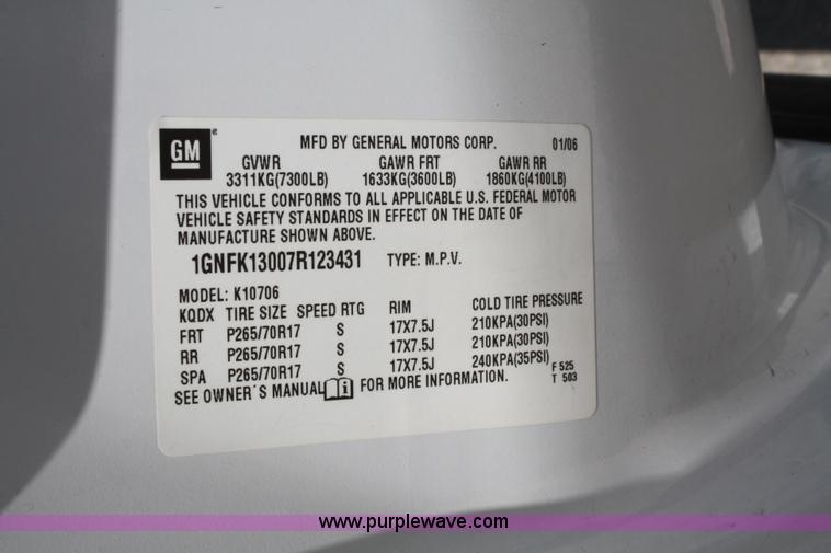 image for item 4783 2007 Chevrolet Tahoe K1500 LT SUV