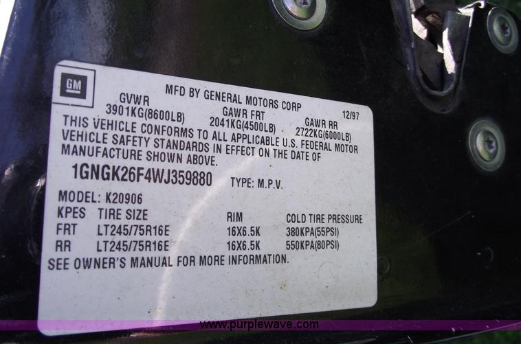 image for item 5497 1998 Chevrolet Suburban K2500 LT SUV