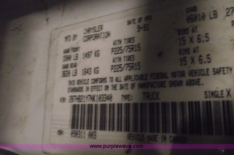 image for item 5532 1992 Dodge Ram B250 cargo van