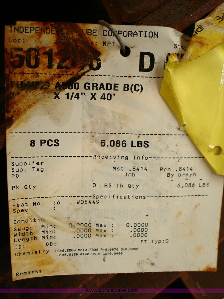 image for item 8713 (8) 8"W x 4"H x 40'L x 1/4" thick metal tubes