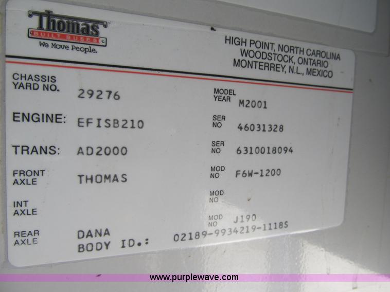 image for item 4141 2001 Thomas Built school bus