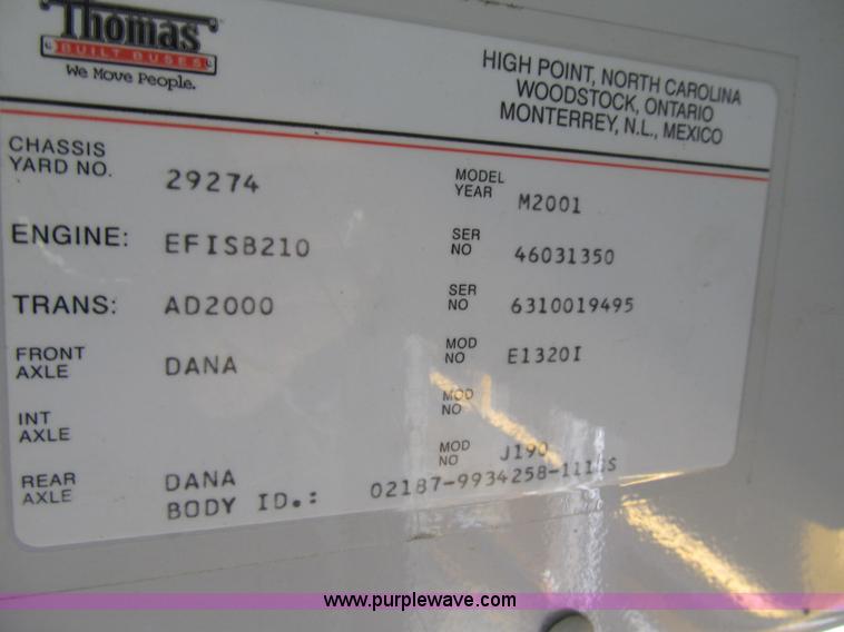 image for item 4142 2001 Thomas Built school bus