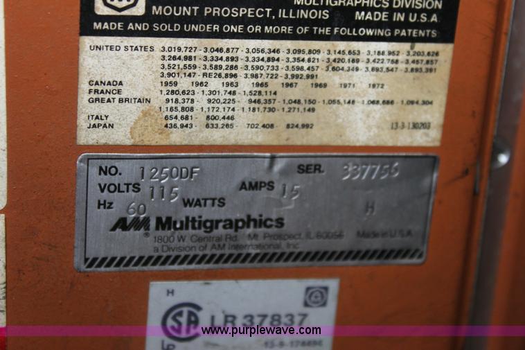 image for item 6419 1980 Multigraphics 1250N single color offset printing press