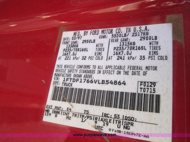 image for item 3070 1997 Ford F150 pickup truck