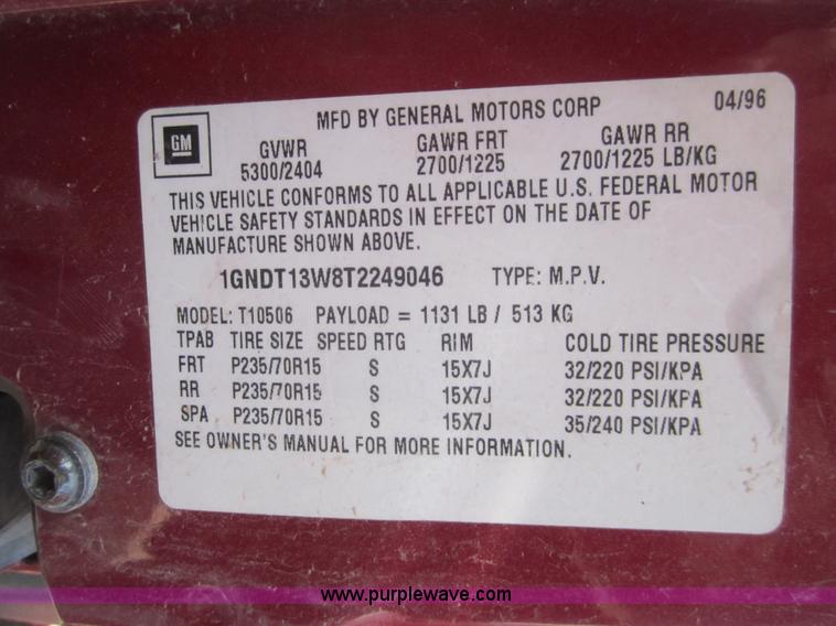 image for item 3072 1996 Chevrolet Blazer SUV