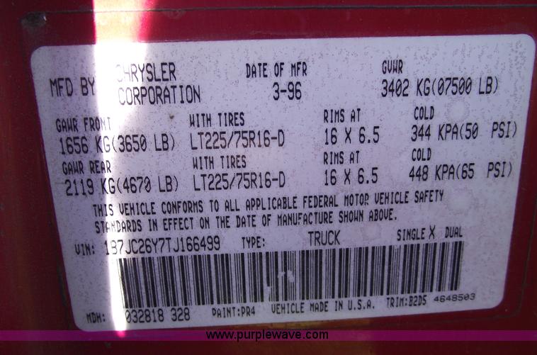 image for item 5584 1996 Dodge Ram 2500 pickup truck