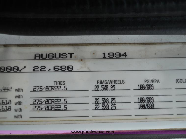 image for item 7872 1995 White GMC Aero WIA semi truck with triple axle trailer