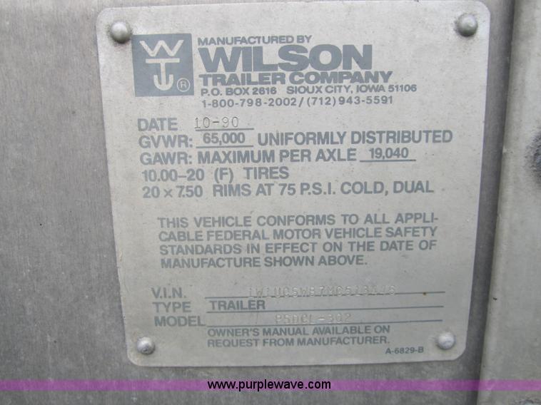 image for item 3713 1991 Wilson PSPCL-302 48' semi stock trailer