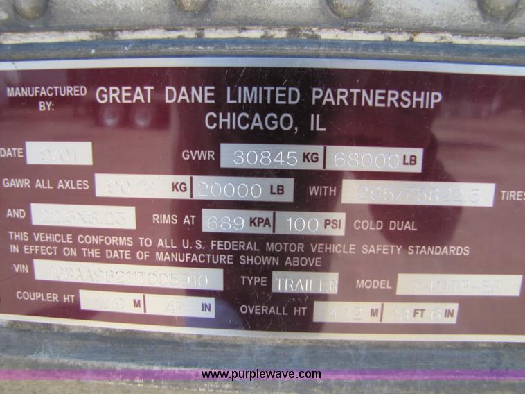 image for item 8491 2001 Great Dane 48' dry van semi trailer