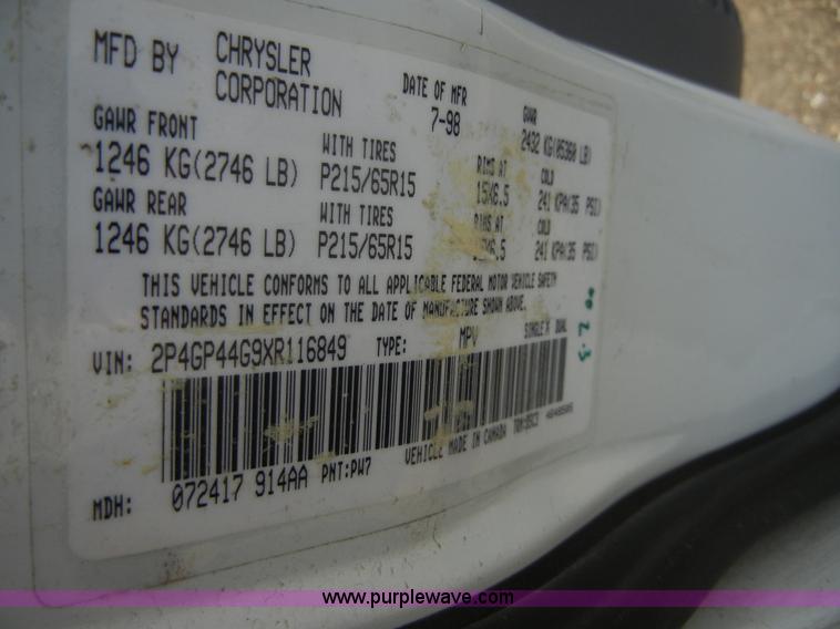 image for item 2403 1999 Plymouth Grand Voyager Expresso mini van