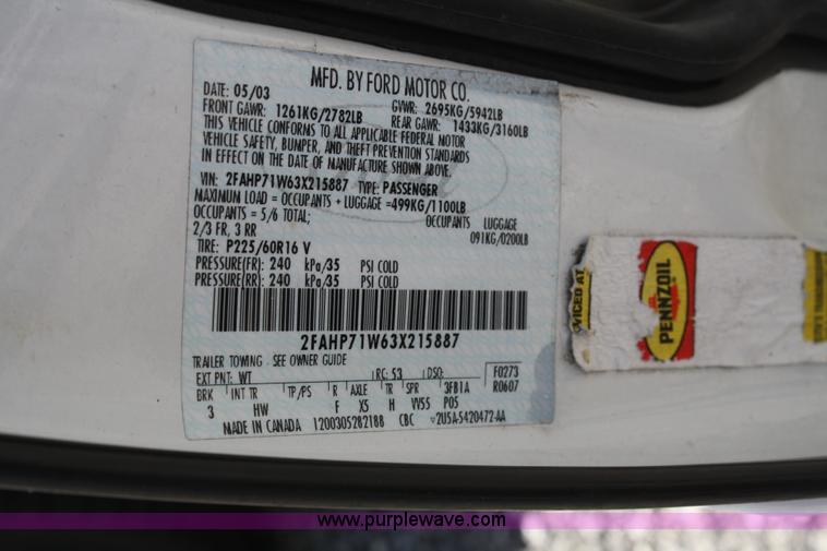 image for item 5045 2003 Ford Crown Victoria Police Interceptor