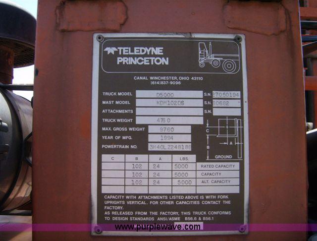 image for item 1001 1991 International 8300 flatbed semi truck with truck mounted forklift