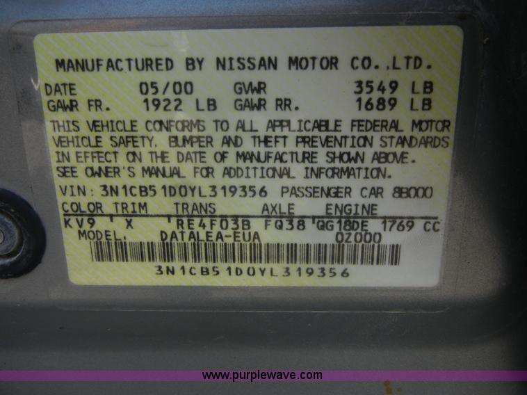 image for item 2402 2000 Nissan Sentra GXE
