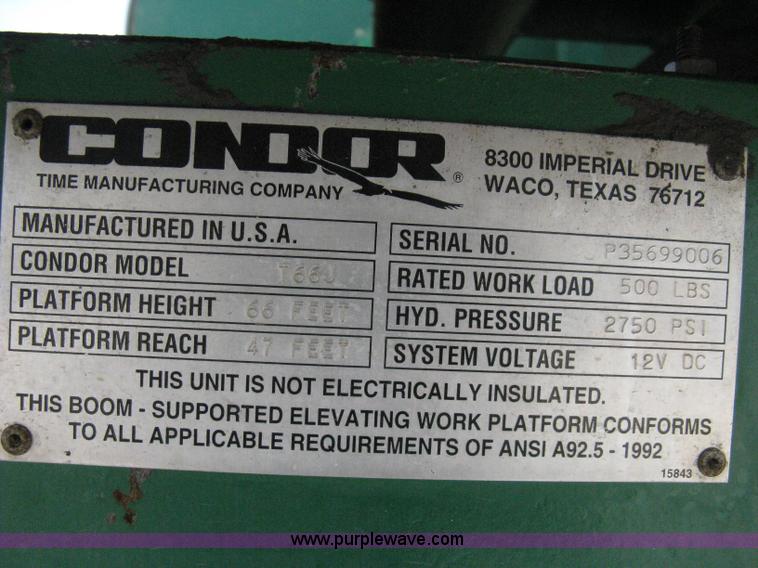 image for item 8124 1999 Condor T66J boom lift