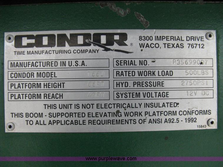image for item 8125 1999 Condor T66J boom lift
