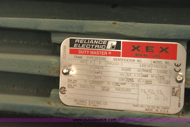 image for item 6169 Reliance Electric Duty Master 125 HP electric motor