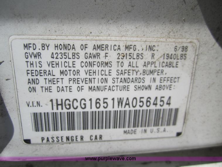 image for item 3182 1998 Honda Accord EX