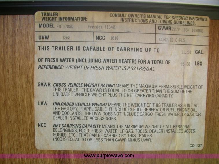 image for item A1012 1997 Rockwood 1640 Freedom pop up camper