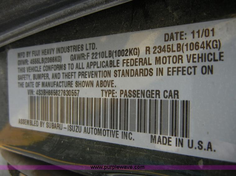 image for item A3001 2002 Subaru Legacy Outback AWD