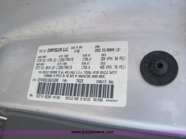 image for item A4691 2008 Dodge Ram 2500 Heavy Duty quad cab pickup truck