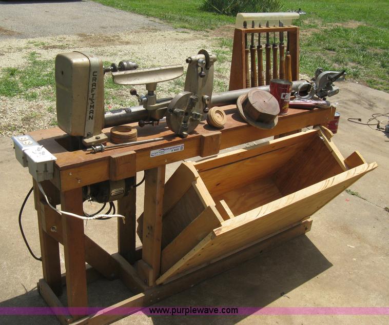 image for item A9493 Craftsman lathe on home built wood stand