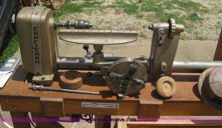 image for item A9493 Craftsman lathe on home built wood stand