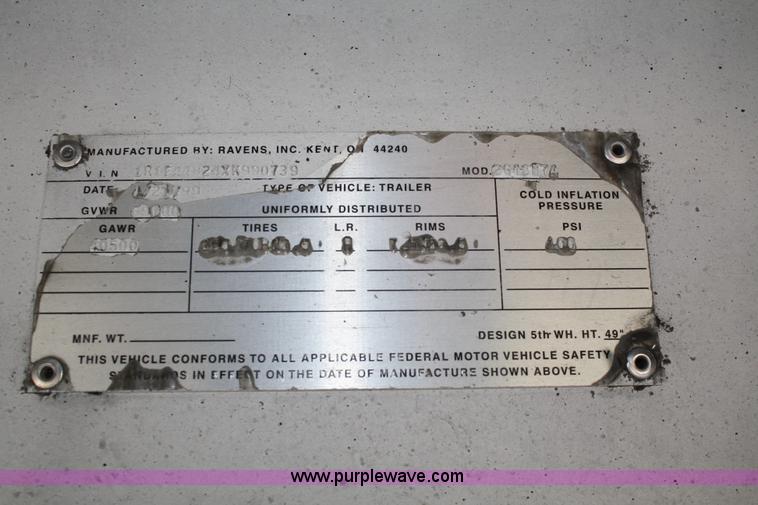 image for item A2057 1999 Ravens 48' aluminum drop deck trailer