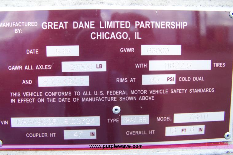 image for item A4584 1998 Great Dane box trailer