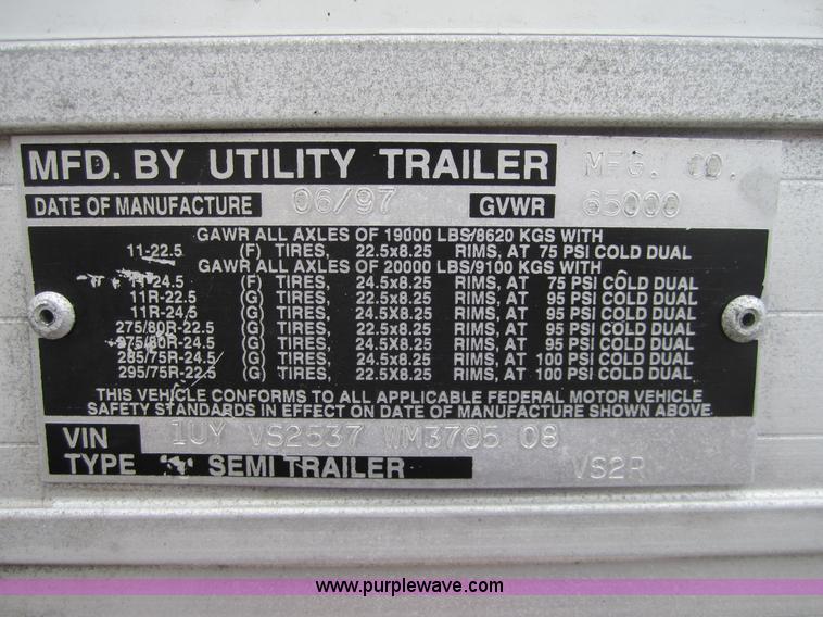 image for item A4791 1998 Utility VS2R 53' reefer trailer