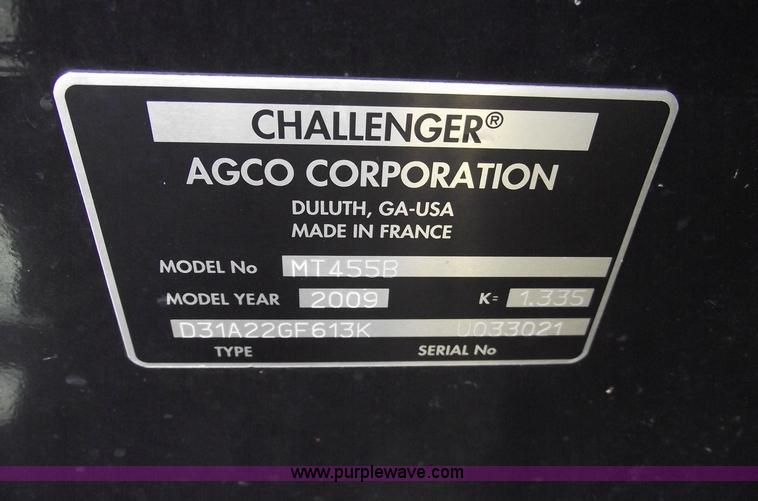 image for item A4163 2009 Challenger MT455B MFWD tractor