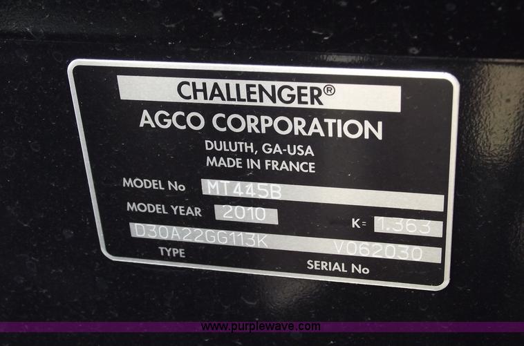 image for item A4164 2010 Challenger MT445B MFWD tractor