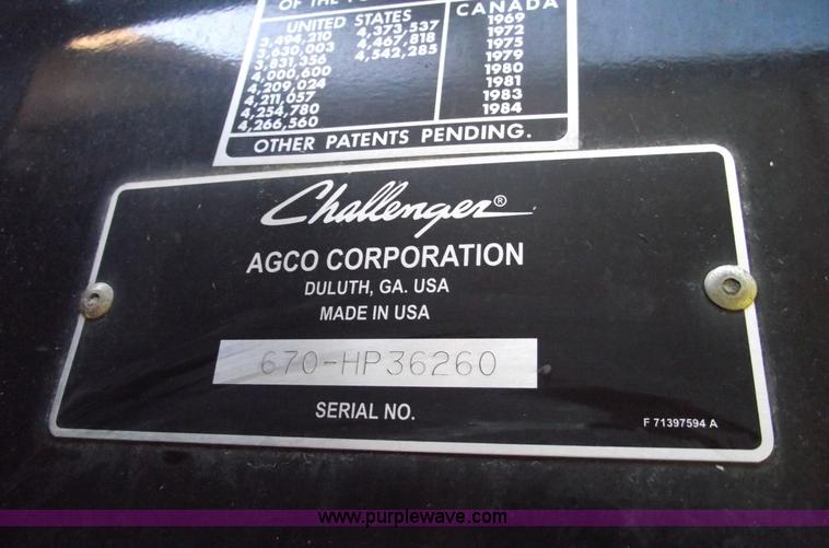 image for item A4227 2005 Challenger 670 RWA combine