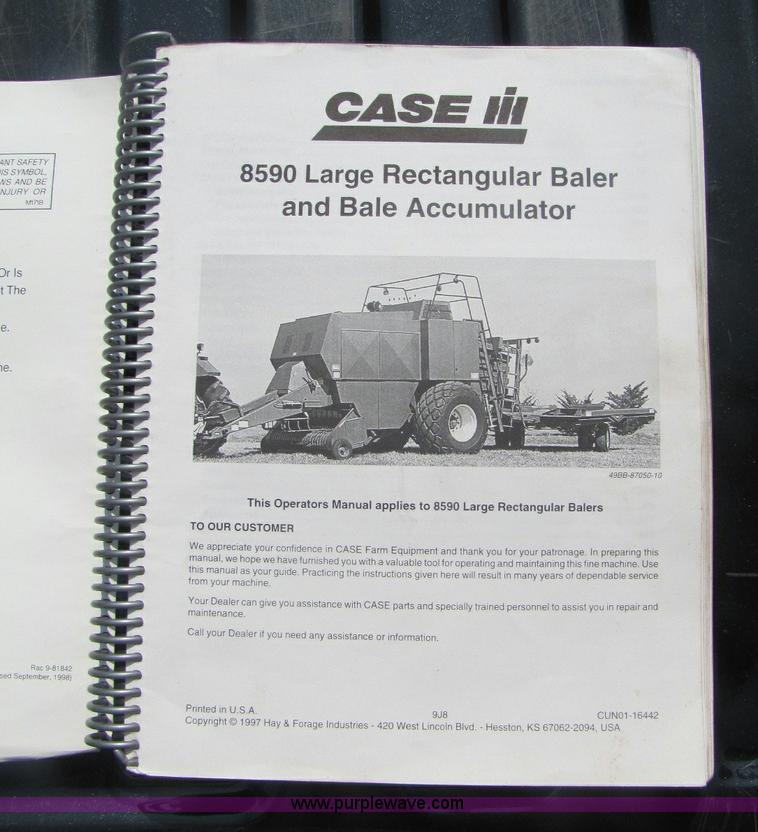 image for item A5075 1998 Case 8590 large square baler
