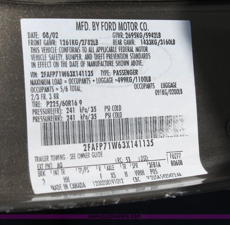 image for item A2080 2003 Ford Crown Victoria Police Interceptor