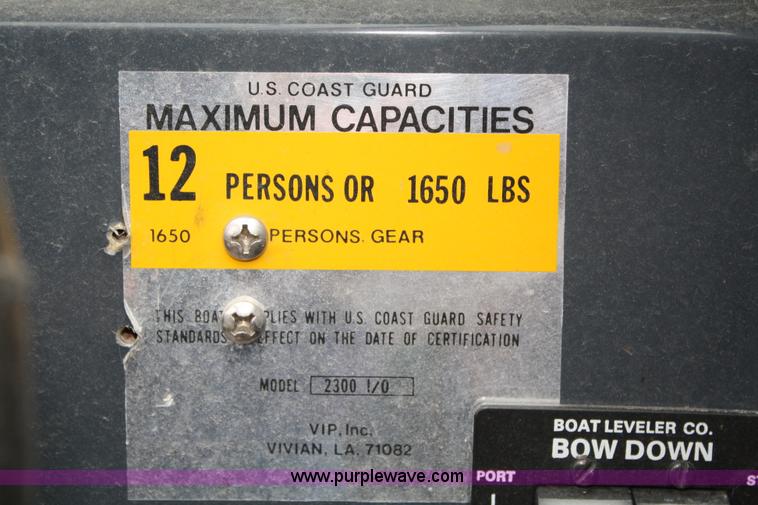 image for item A2097 1989 VIP Vincente 23' boat with trailer